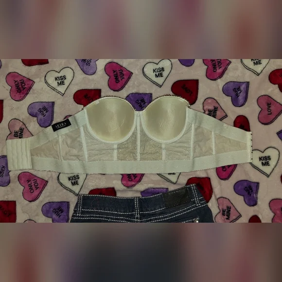 White Rhinestone Corset Bustier Top - Picture 15 of 15